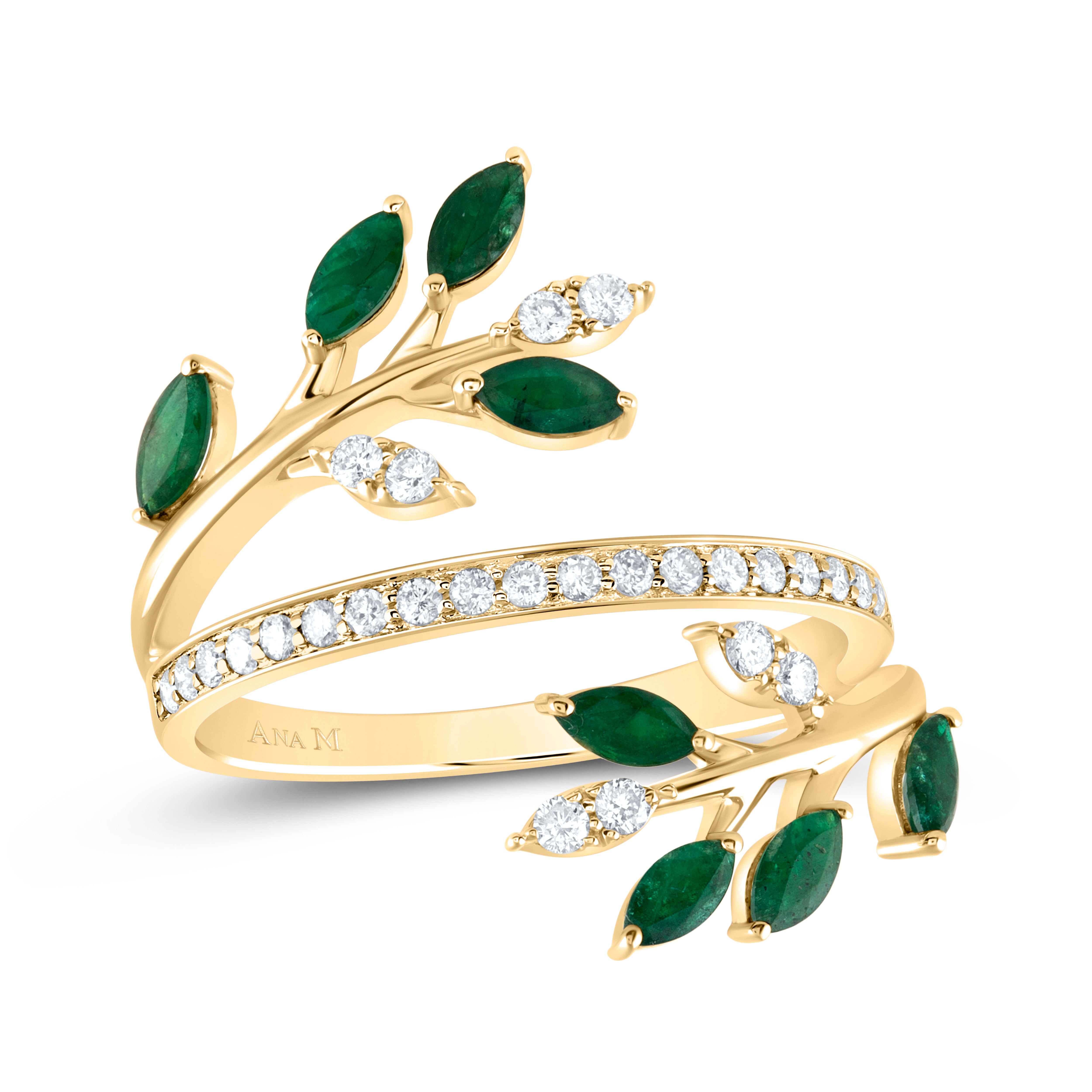 1/4Ctw-Dia Ana M 5/8Ctw-Mq-Em Nat Gem Fashion Ring (2.82 grams)