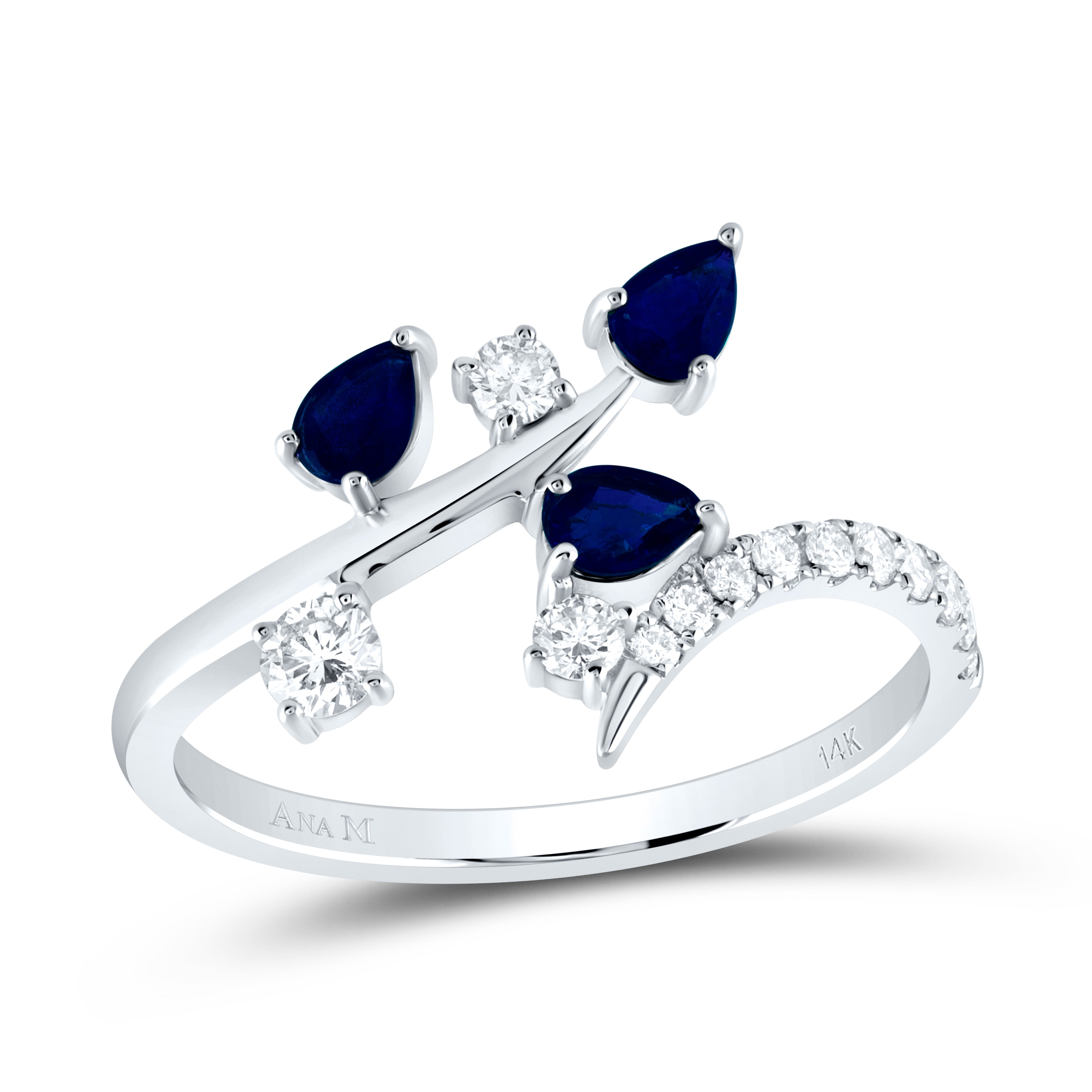 1/4Ctw-Dia Ana M 5/8Ctw Ps-Bs Nat Gem Fashion Ring (2.02 grams)