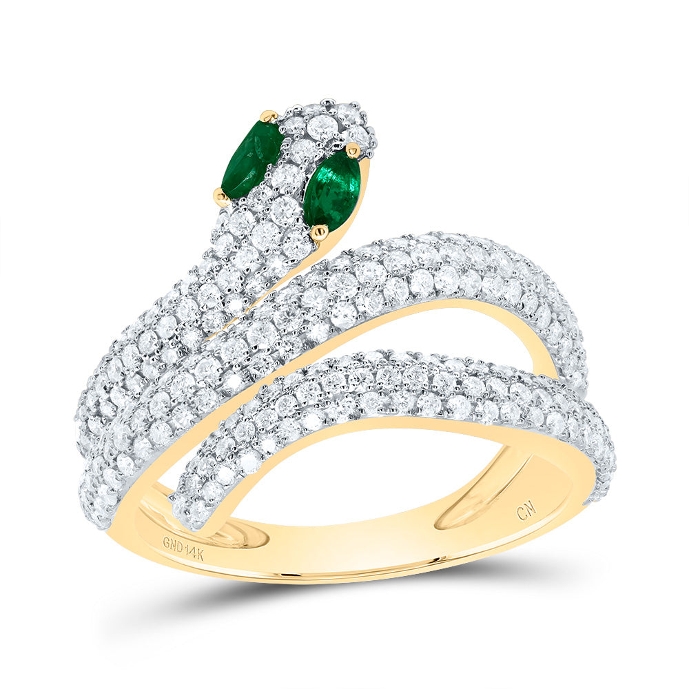 1 Ctw-Dia Cn 1/6Ctw Mq-Em Nat Gem Snake Ladies Ring (5.79 grams)