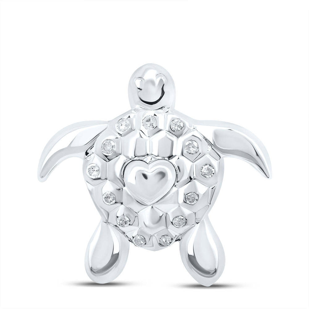 Sterling Silver 1/12Ctw-Dia P1 Gift Turtle Pendant