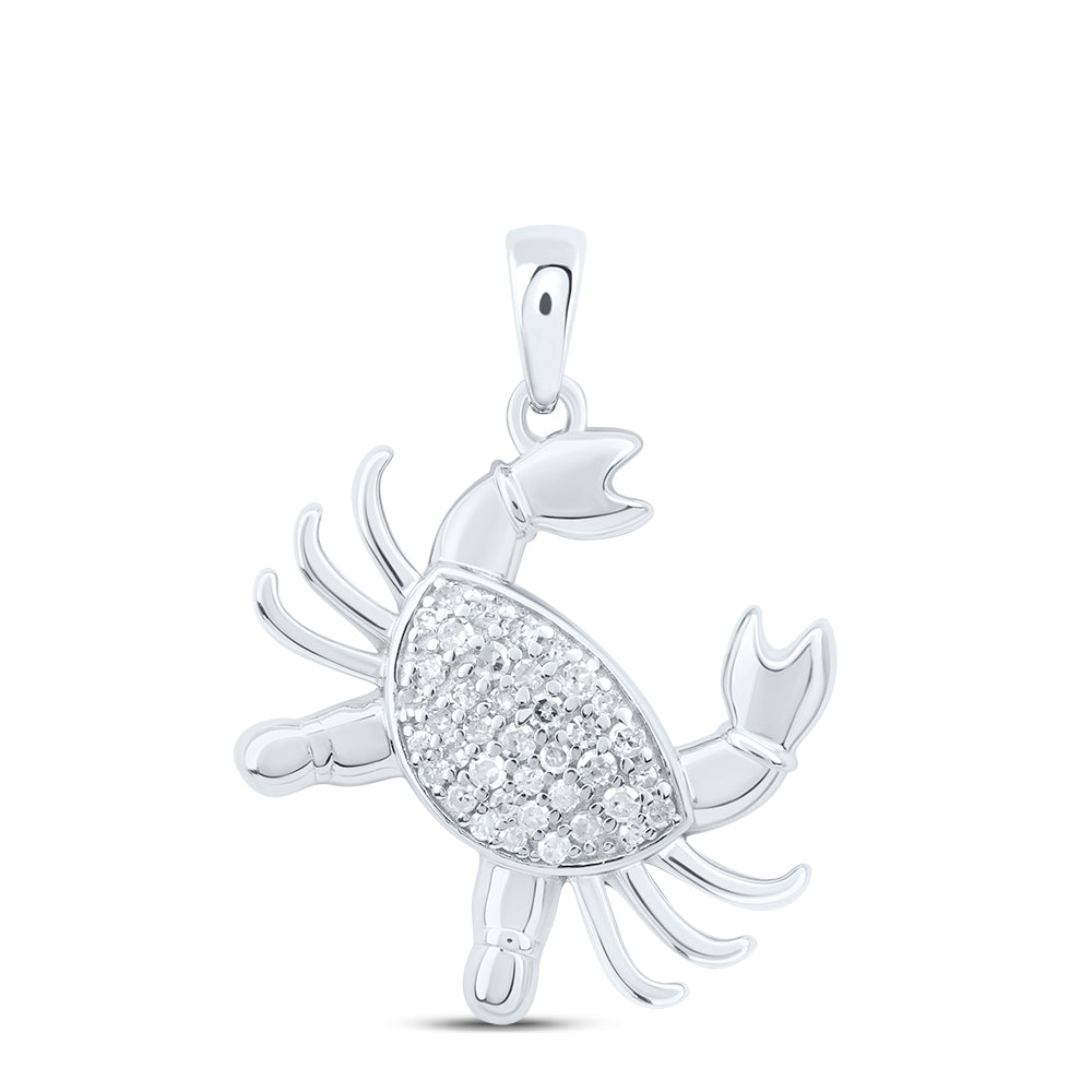 Sterling Silver 1/5Ctw-Dia P1 Gift Crab Pendant