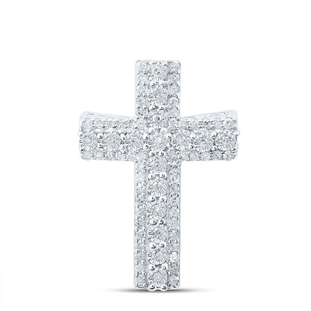 Sterling Silver 1/4Ctw-Dia P1 Gift Cross Pendant