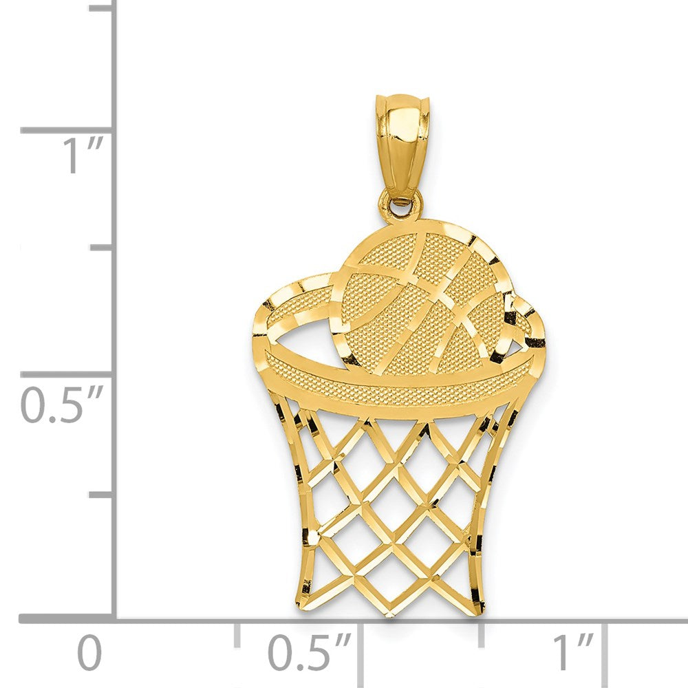 14k Yellow Gold 15 mm Basketball Pendant (1.04 grams)