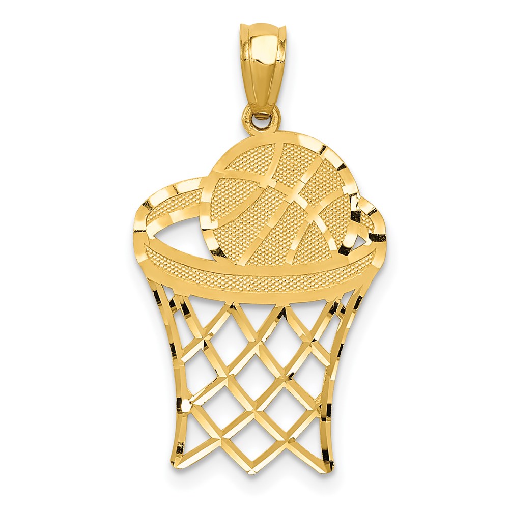 14k Yellow Gold 15 mm Basketball Pendant (1.04 grams)