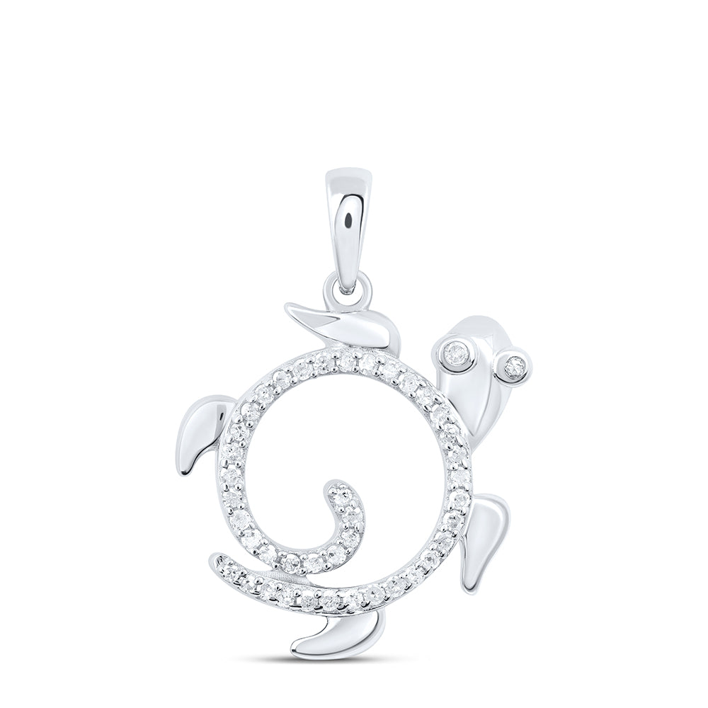 Sterling Silver 1/6Ctw-Dia P1 Gift Turtle Pendant