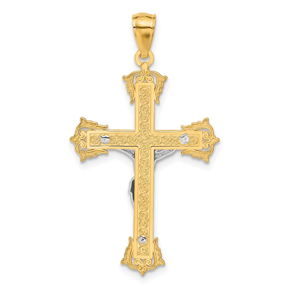 14k Two-tone 24 mm Jesus Crucifix Pendant (1.62 grams)