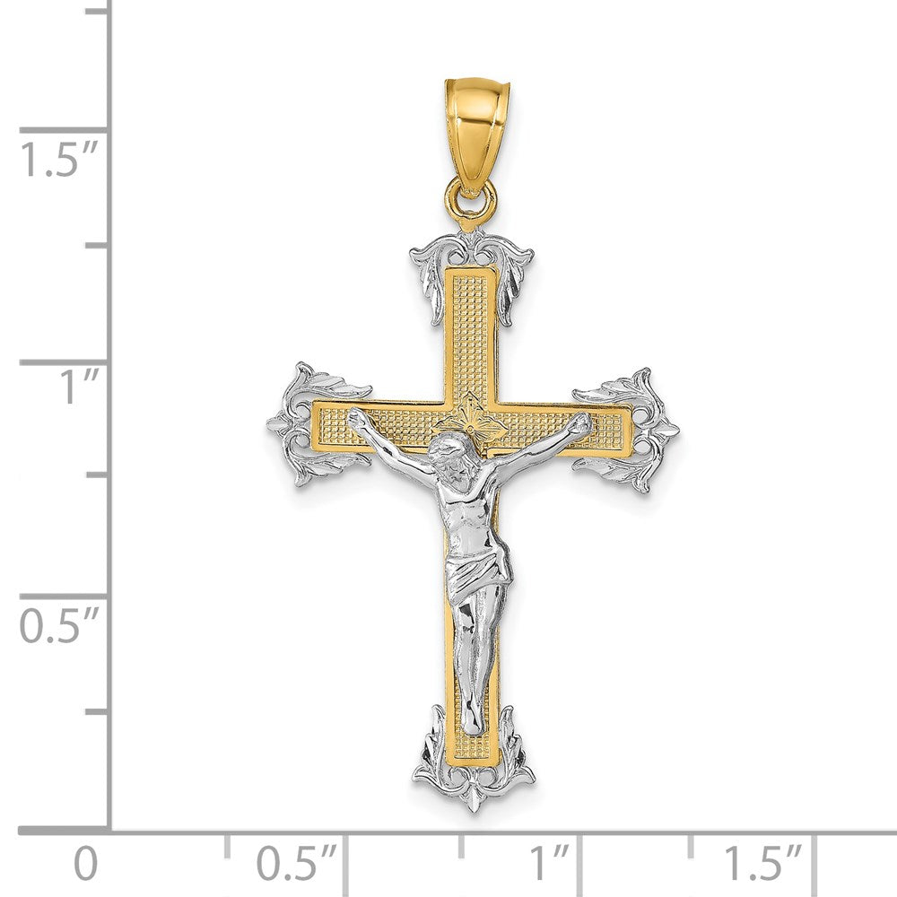 14k Two-tone 24 mm Jesus Crucifix Pendant (1.62 grams)