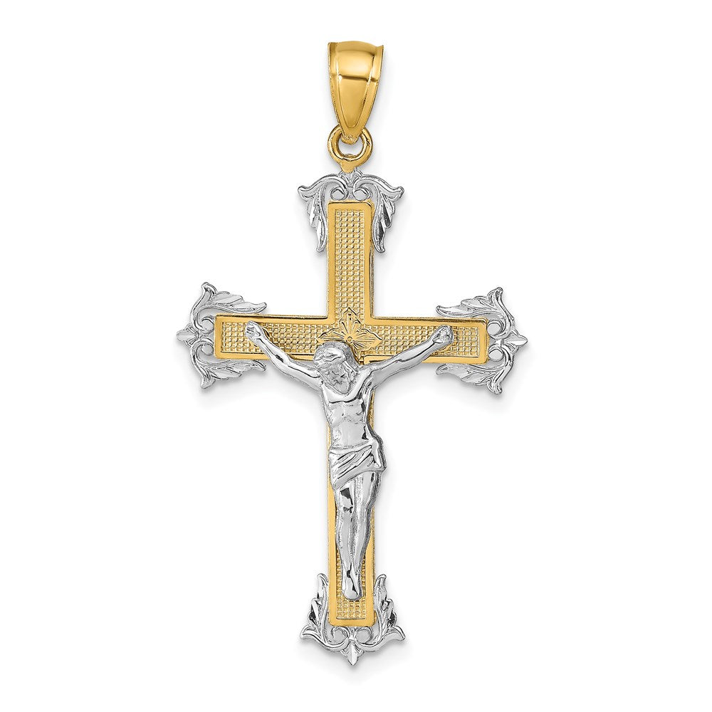 14k Two-tone 24 mm Jesus Crucifix Pendant (1.62 grams)