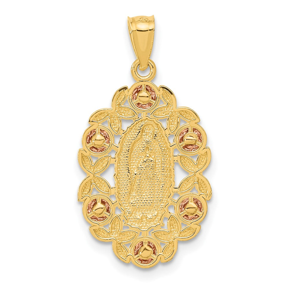 14k Two-tone 15 mm  Guadalupe Pendant (1.4 grams)