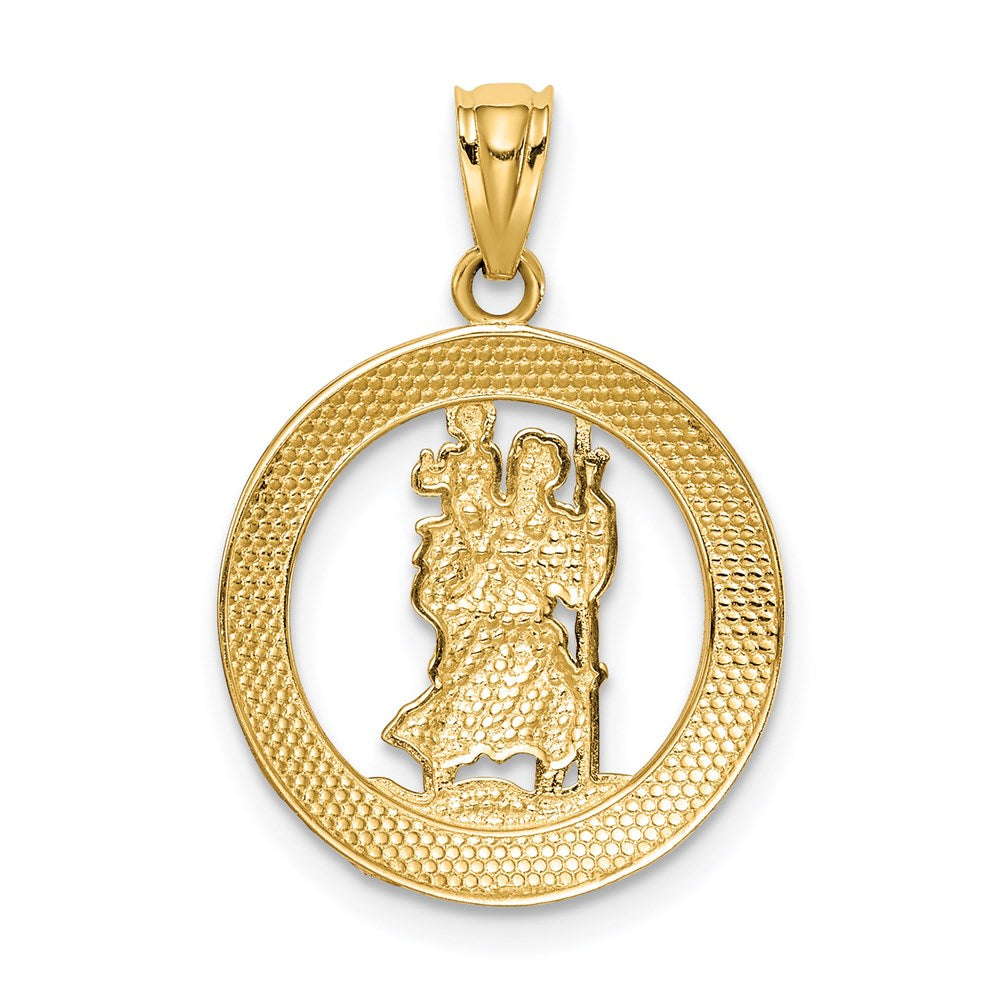 14k Yellow & Rhodium 16.5 mm  St Christopher Pendant (1.04 grams)