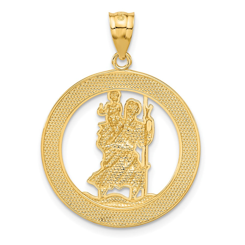 14k Yellow & Rhodium 23.9 mm  St Christopher Pendant (2.14 grams)