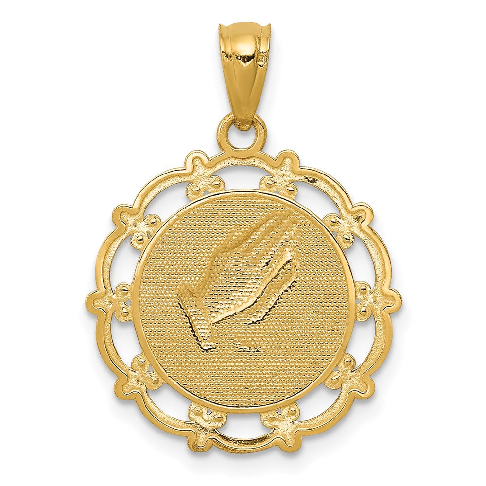 14k Yellow & Rhodium 16 mm  Baptism Pendant (0.97 grams)