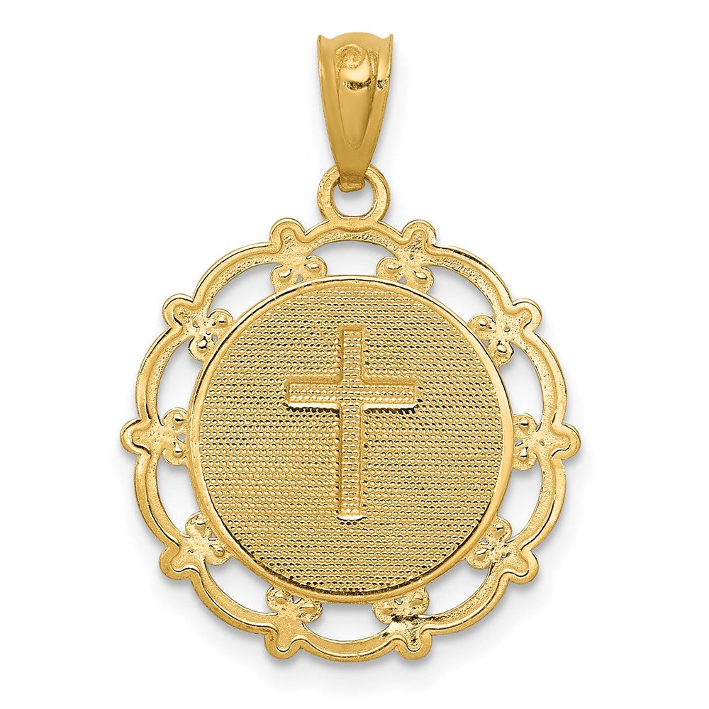 14k Yellow & Rhodium 16 mm  Baptism Pendant (0.9 grams)