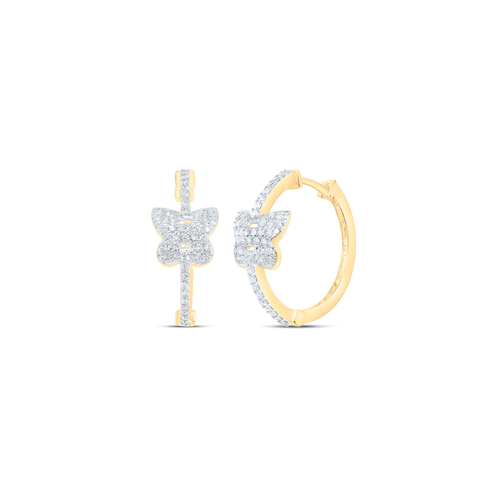 14Kt Gold 1/3Ctw-Dia P1 Gift Butterfly Hoops Huggies Earring