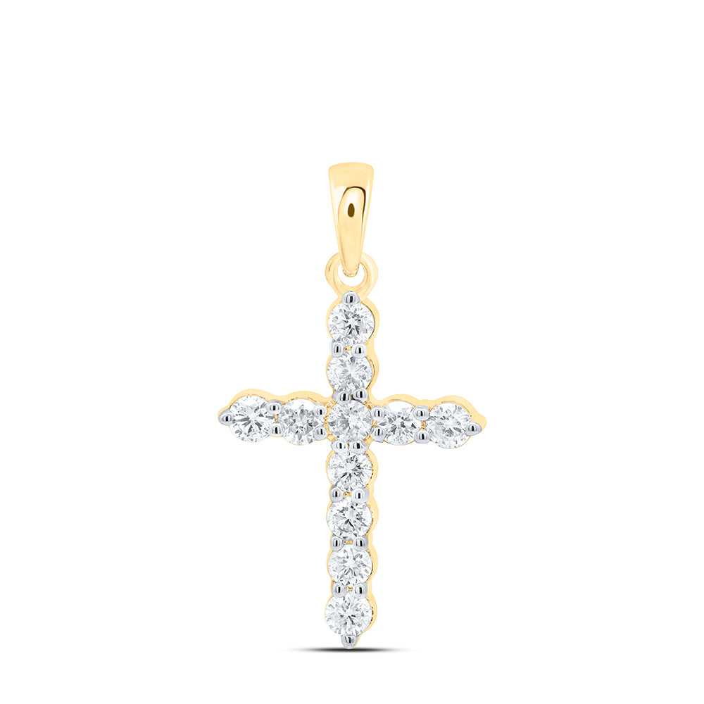 14Kt Gold 1/2Ctw-Dia Cn Fashion Cross Pendant