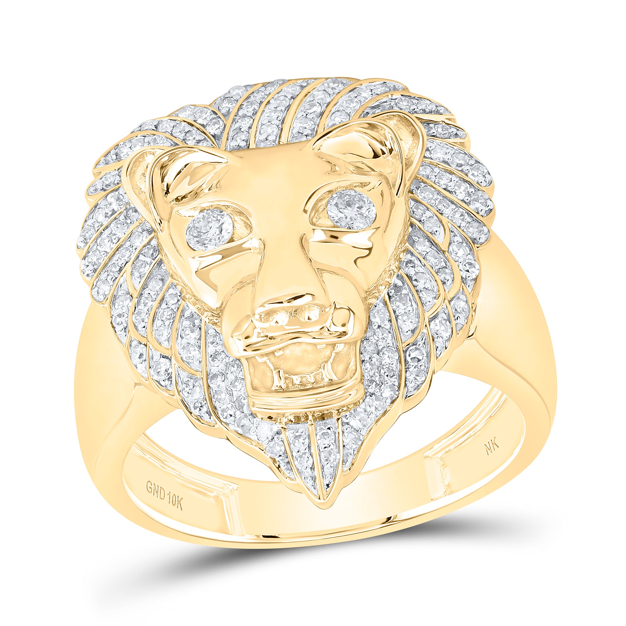 1/2Ctw-Dia Nk Lion Face Mens Ring (7.62 grams)