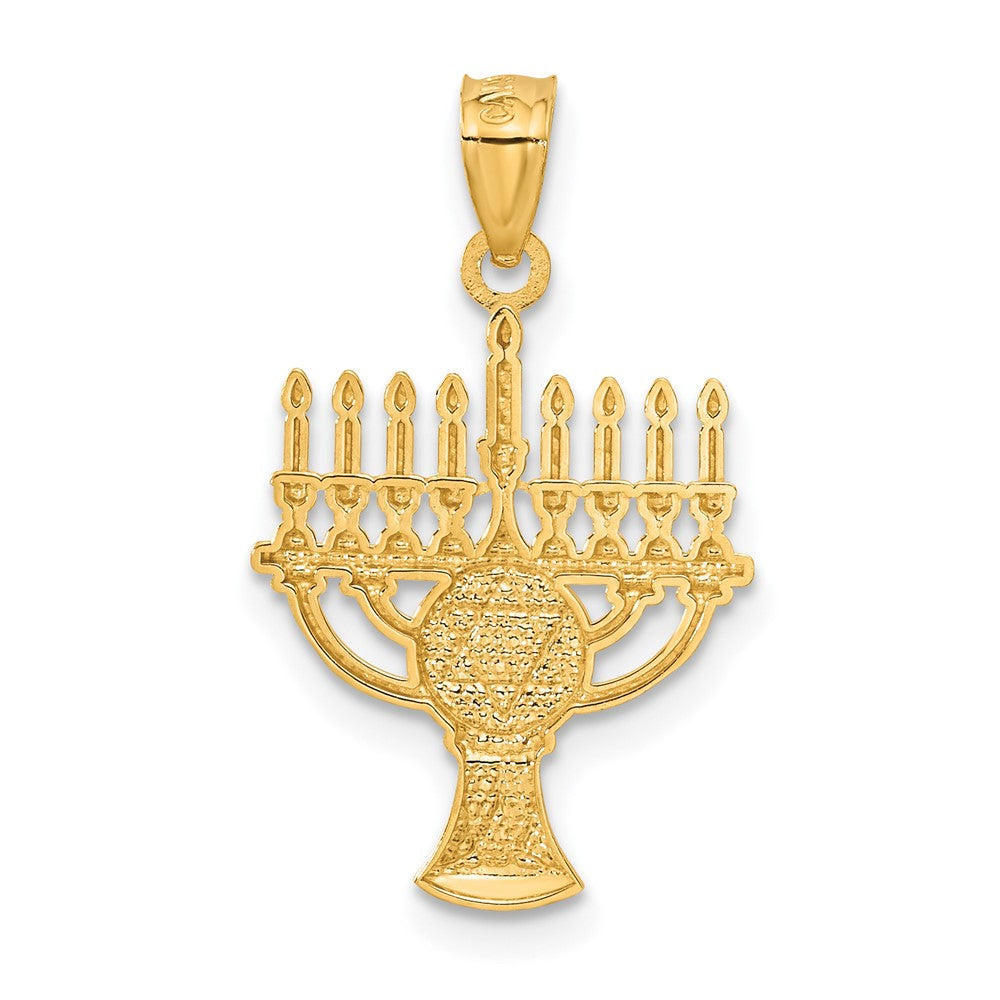 14k Yellow & Rhodium 14 mm  Menorah Pendant (0.92 grams)