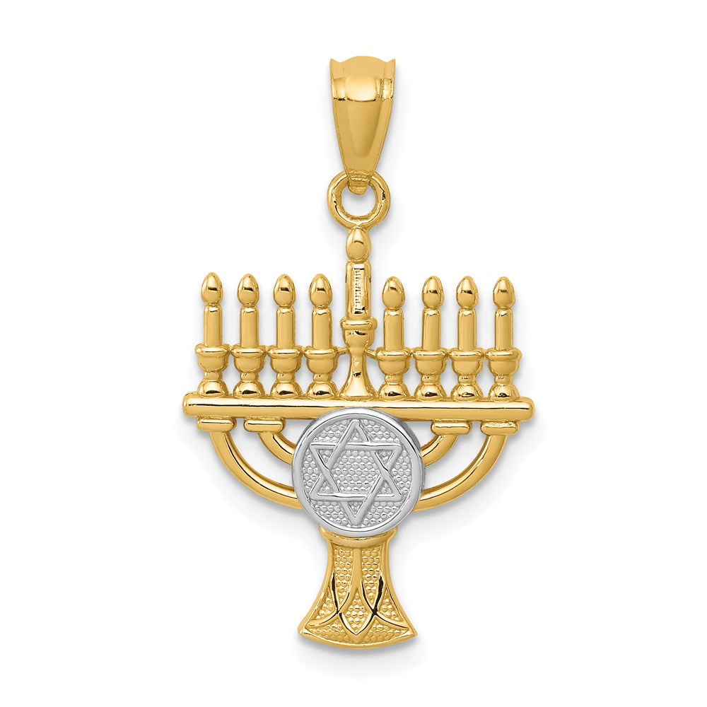 14k Yellow & Rhodium 14 mm  Menorah Pendant (0.92 grams)