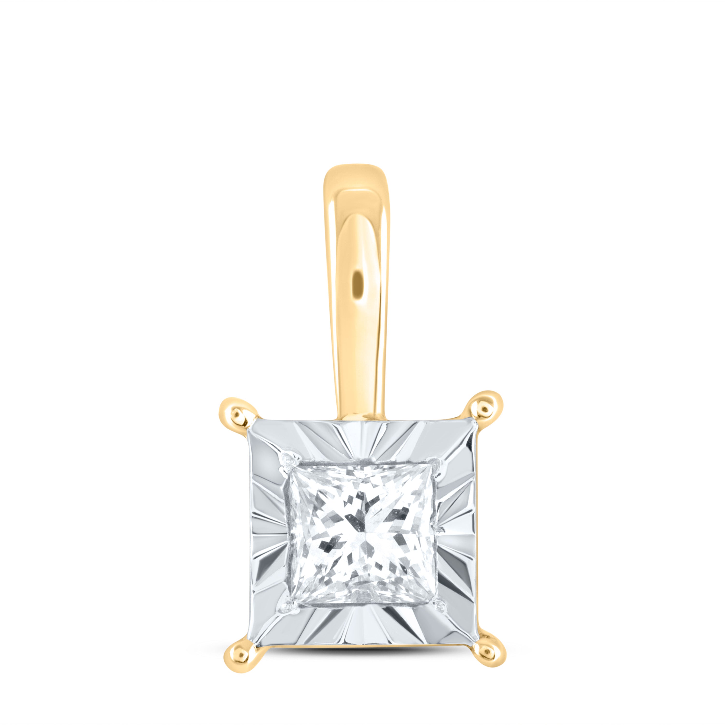 10Kt Gold 1/6Ctw-Dia Cn Fashion Square Pendant