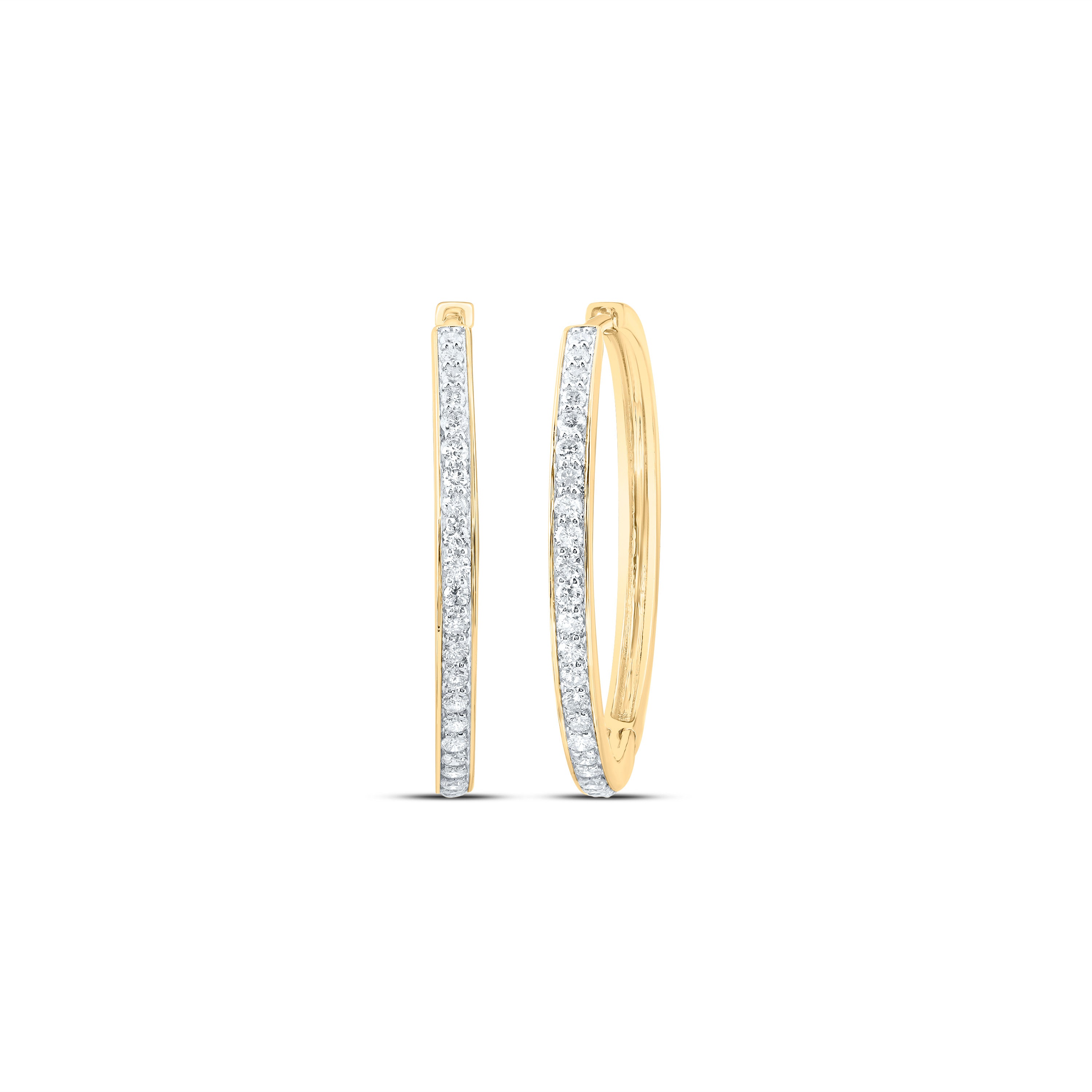 10Kt Gold 7/8Ctw-Dia Cn Fashion Hoop Earring