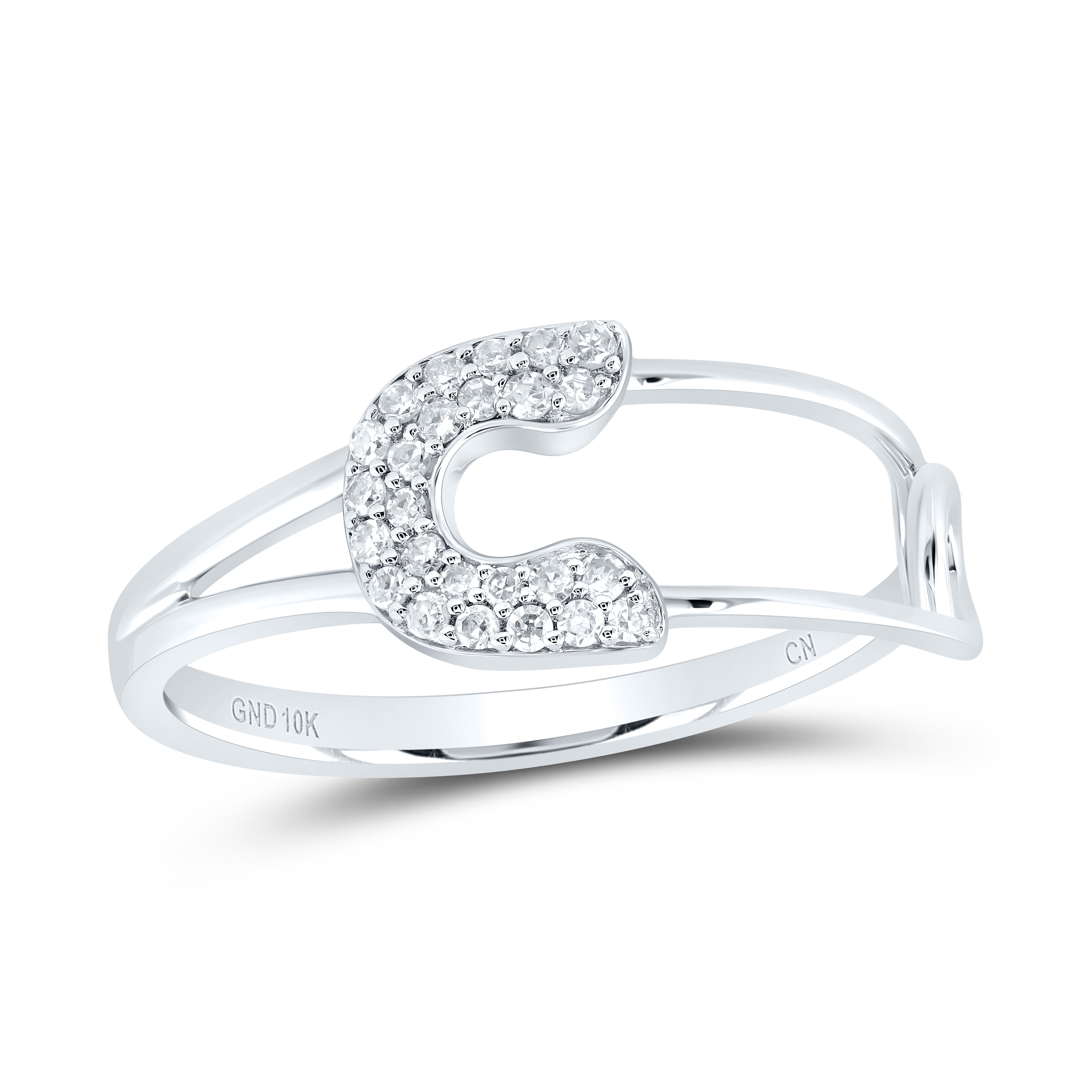 1/8Ctw-Dia Cn Fashion Safety Pin Ring (1.99 grams)