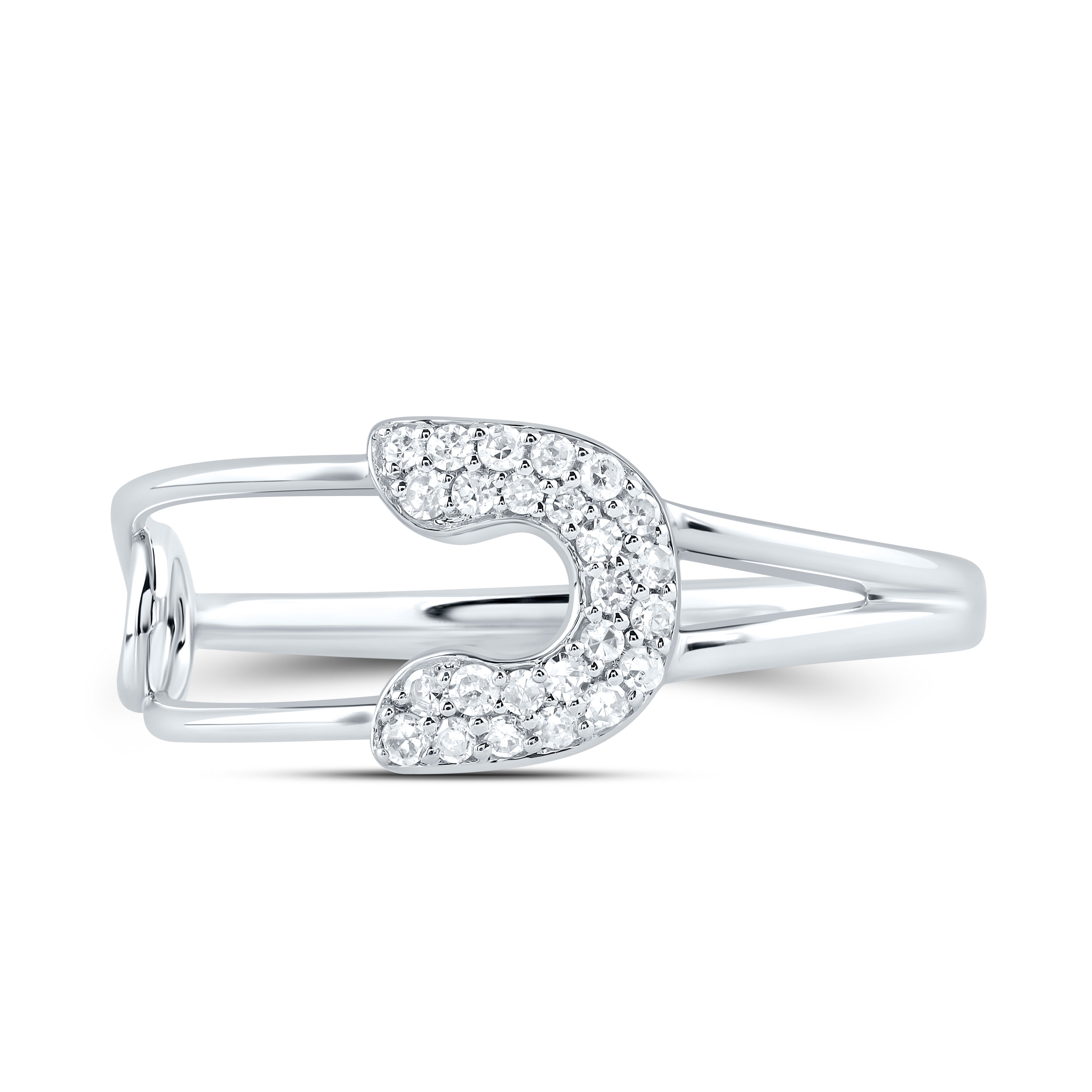 1/8Ctw-Dia Cn Fashion Safety Pin Ring (1.99 grams)