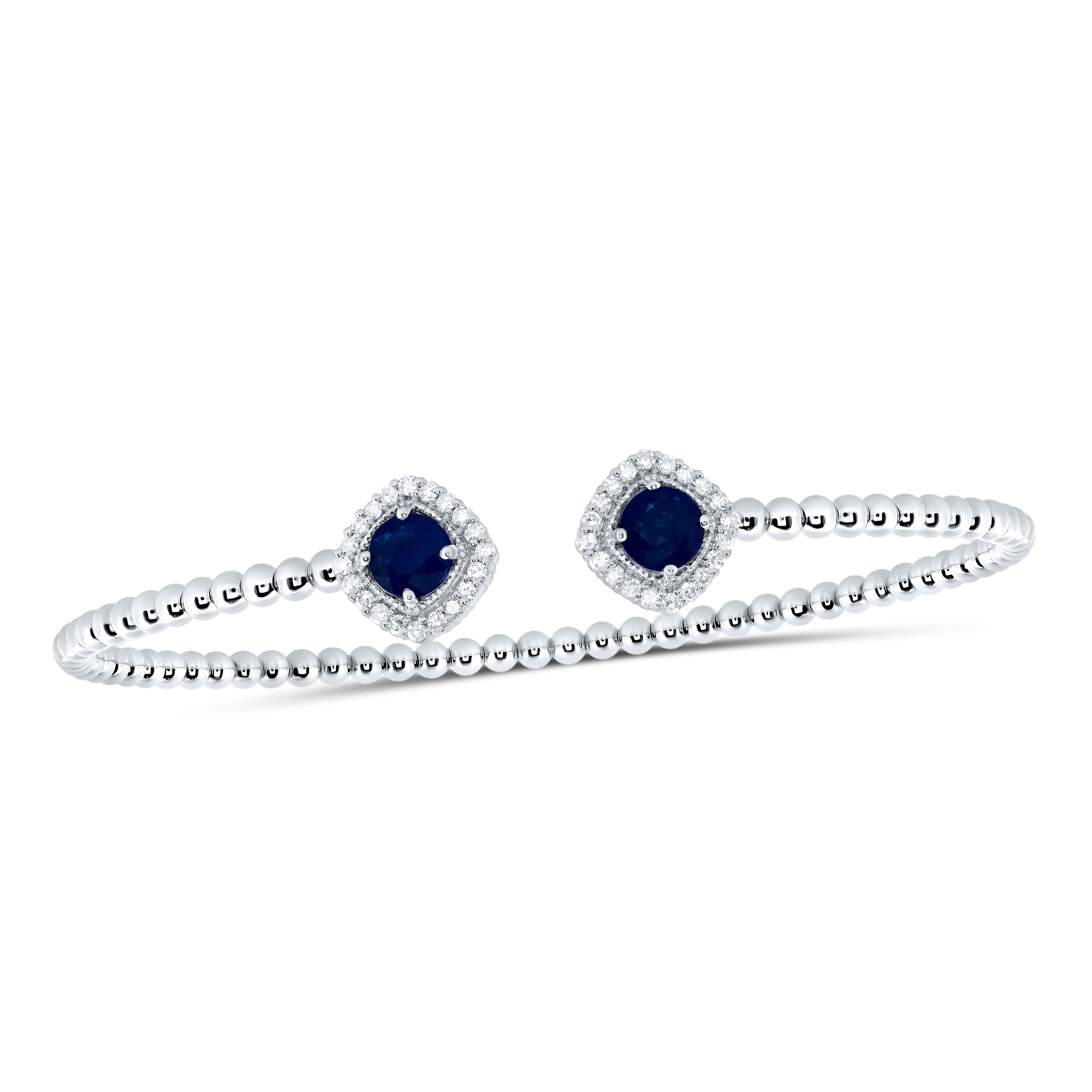 14Kt Gold 1/4Ctw-Diamond 5Mm Rd-Bs Nat Gem Ladies Bangle (59X53 Mm)