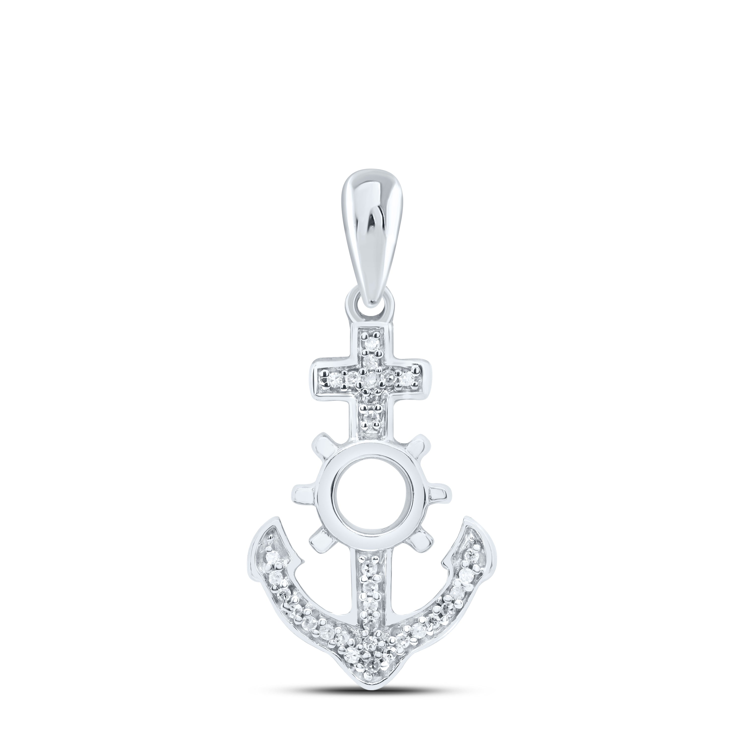 Sterling Silver 1/20Ctw-Dia P1 Gift Anchor Pendant