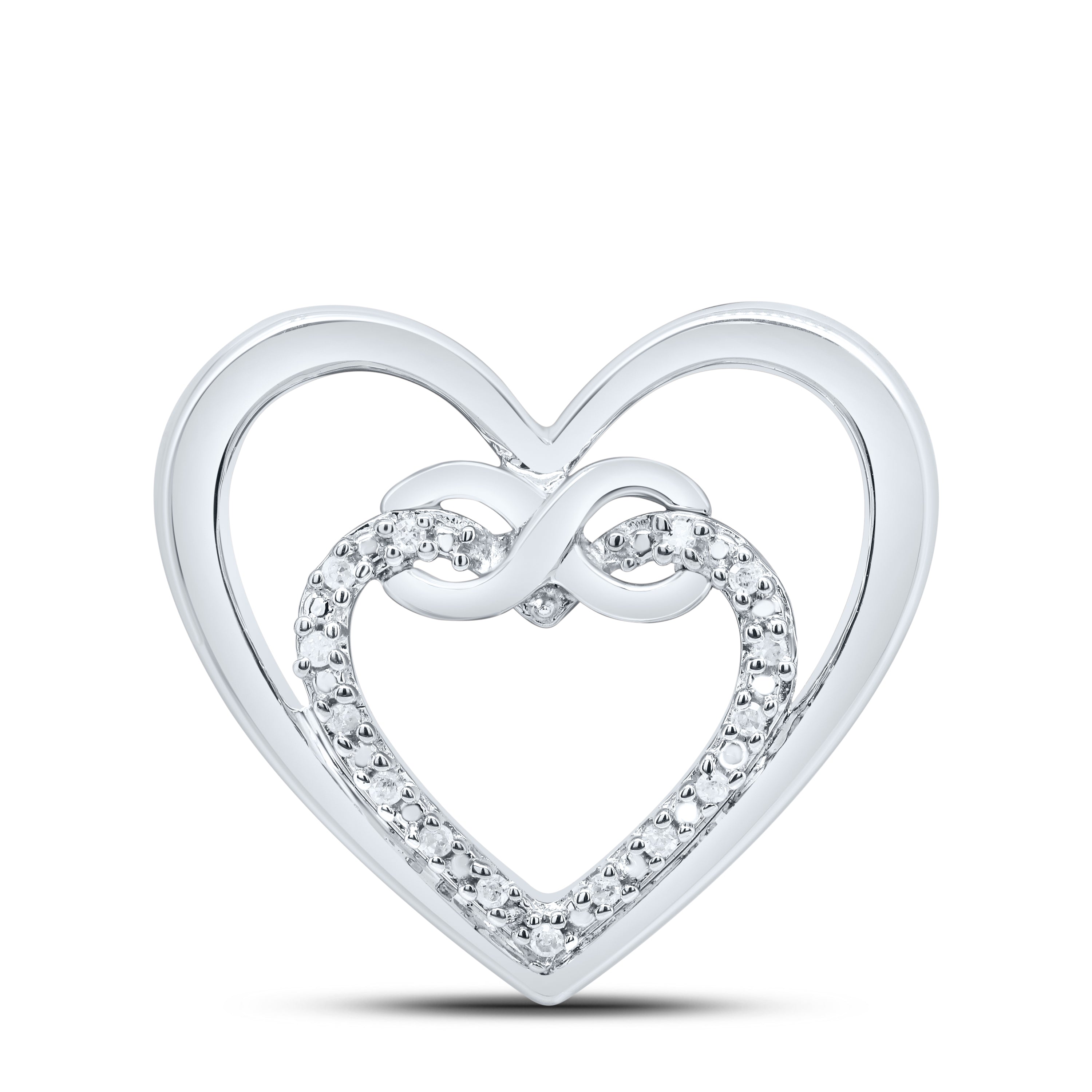 Sterling Silver 1/20Ctw-Dia P1 Gift Heart Pendant