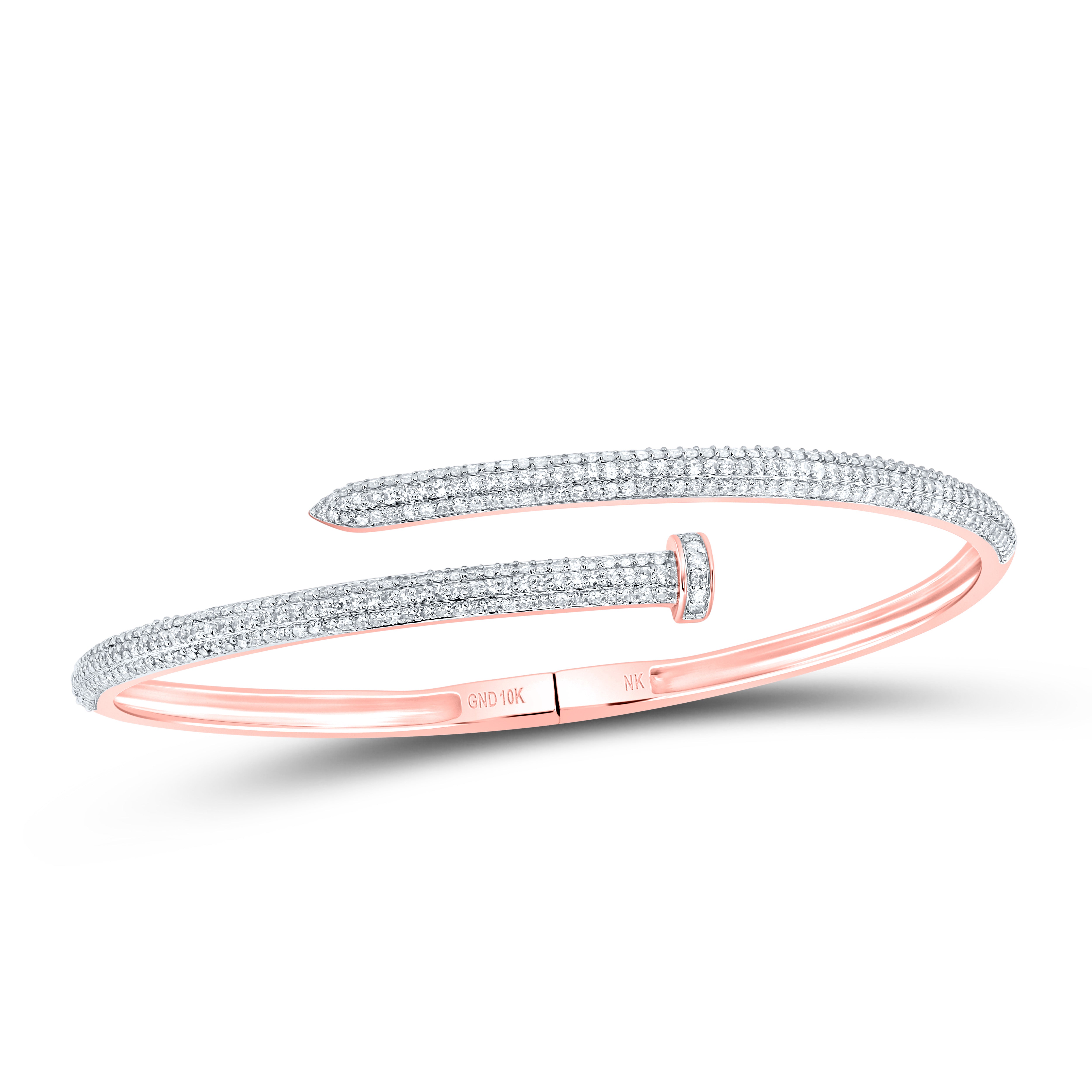10Kt Gold 1 5/8Ctw-Diamond Nail Bangle (65X55 Mm)
