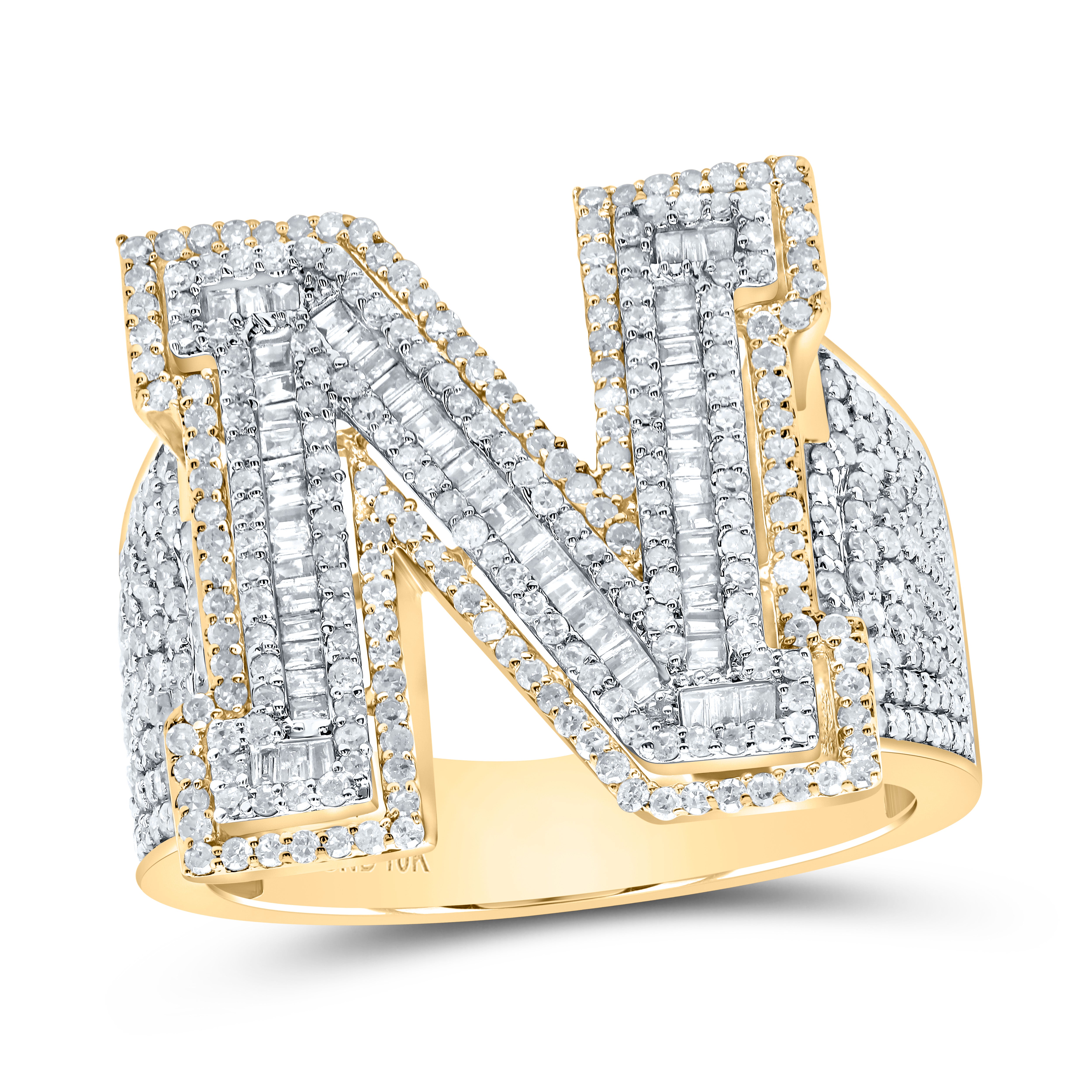 1 5/8Ctw-Dia P1 Initial "N" Men's Ring (11.54 grams)