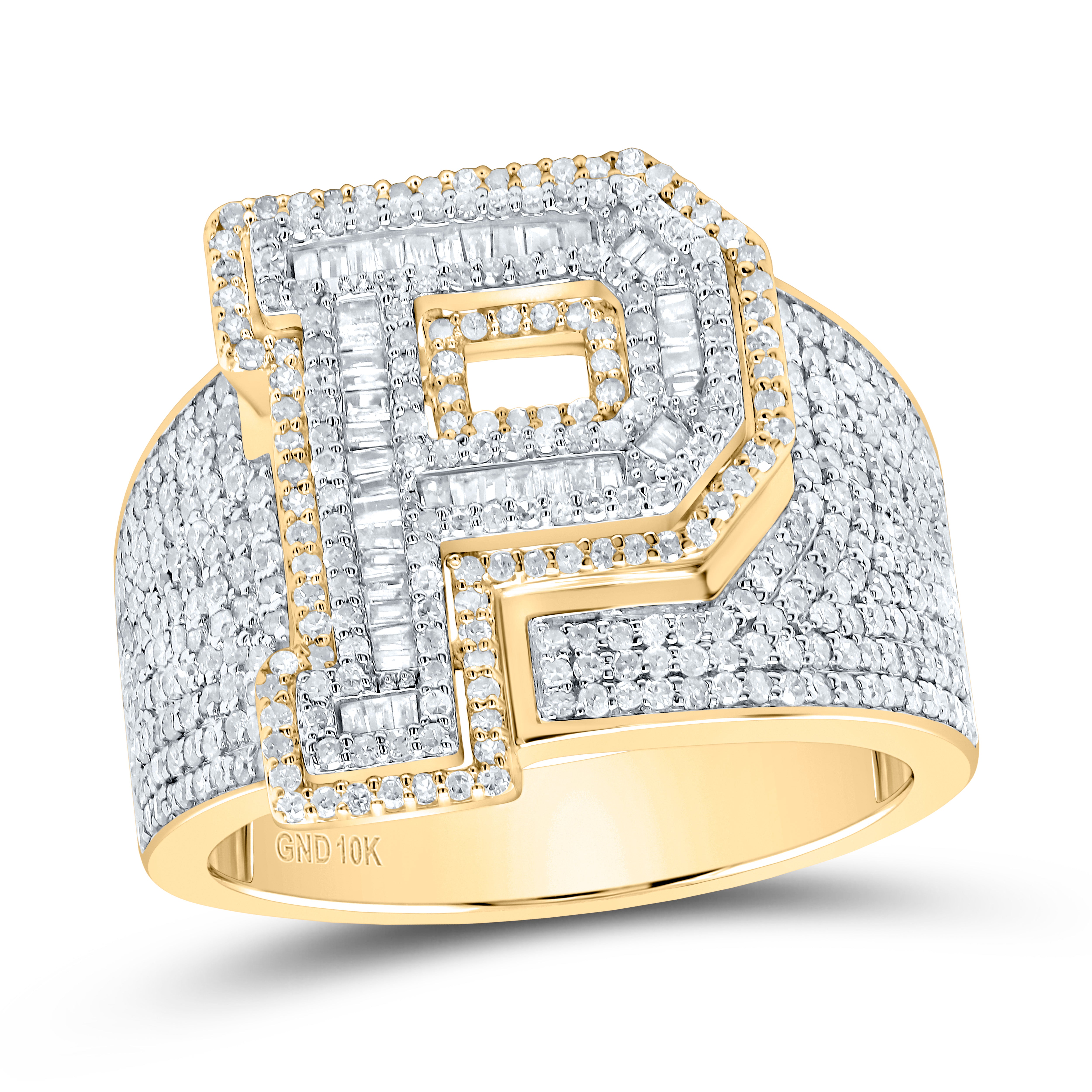 1 5/8Ctw-Dia P1 Initial "P" Men's Ring (10 grams)
