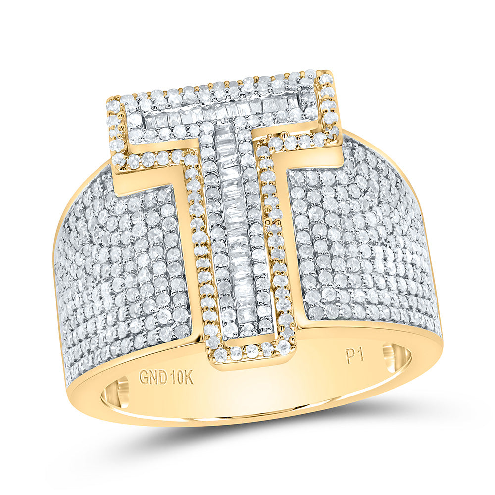 1 5/8Ctw-Dia P1 Initial "T" Men's Ring (8.87 grams)