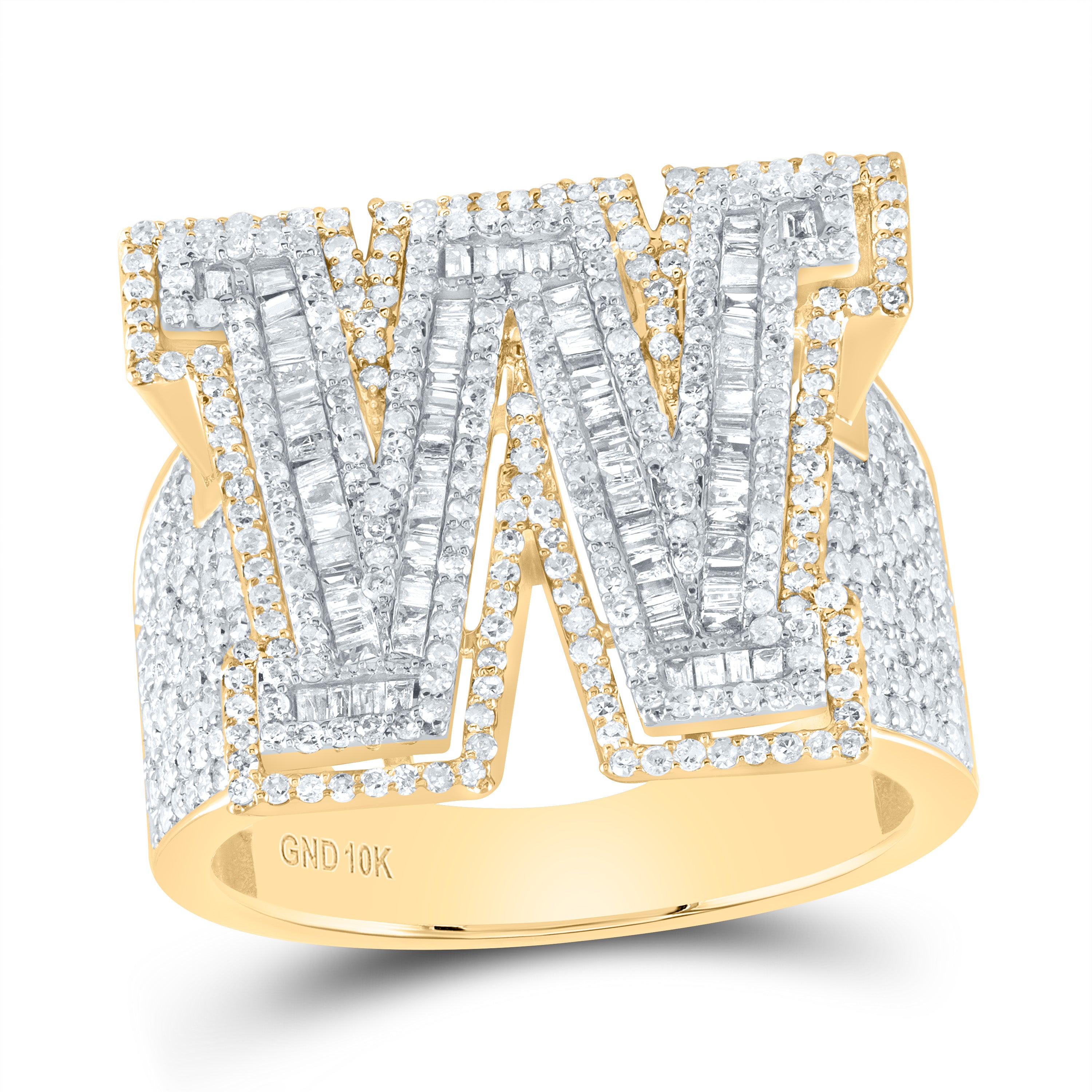 1 3/4Ctw-Dia P1 Initial "W" Men's Ring (10.33 grams)