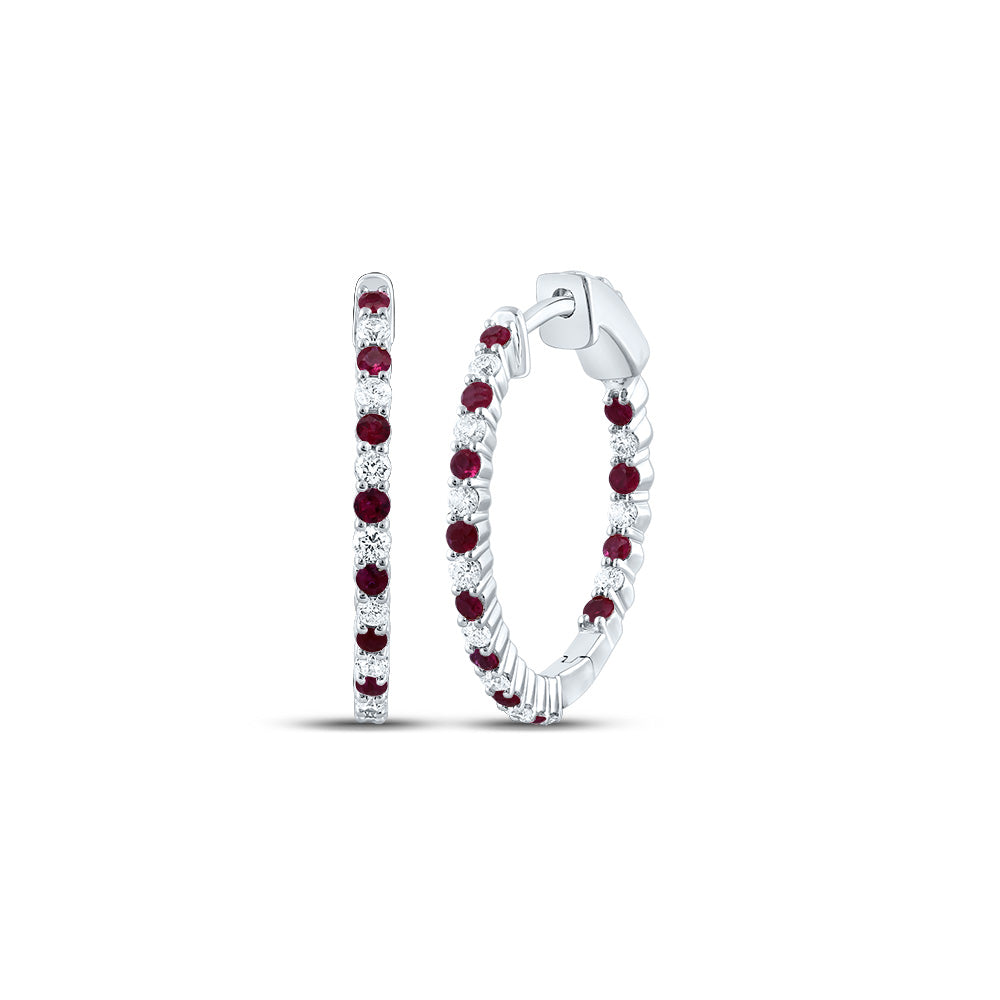 1/2Ctw-Nat Dia Cn 1/2 Ctw Rd-Ru Nat Gem Hoop Earring