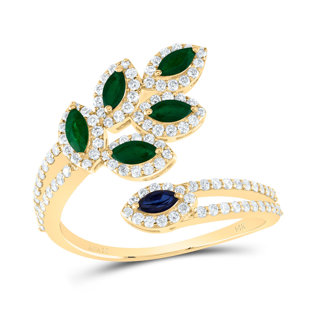 1/2Ctw-Nat Dia Ana M 3/8Ctw Mq-Em, 1/10Ctw-Mq-Bs Nat Gem Ring (3.42 grams)