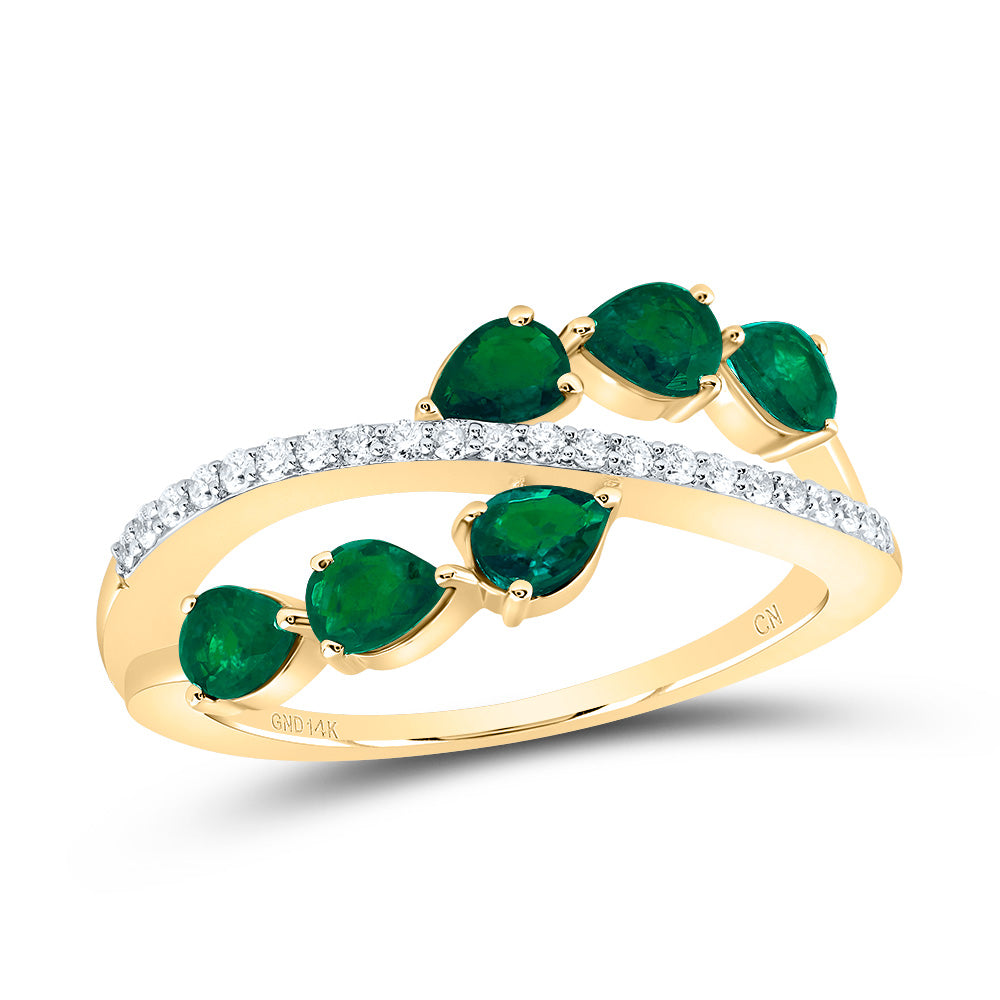 1/8Ctw-Nat Diamond 3/4Ctw Ps-Em Nat Gem Fashion Ring (2.57 grams)