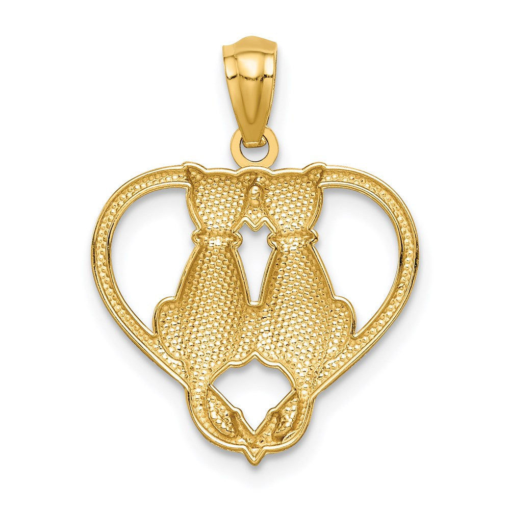 14K Sitting Cats in a Heart Pendant (0.89 grams)