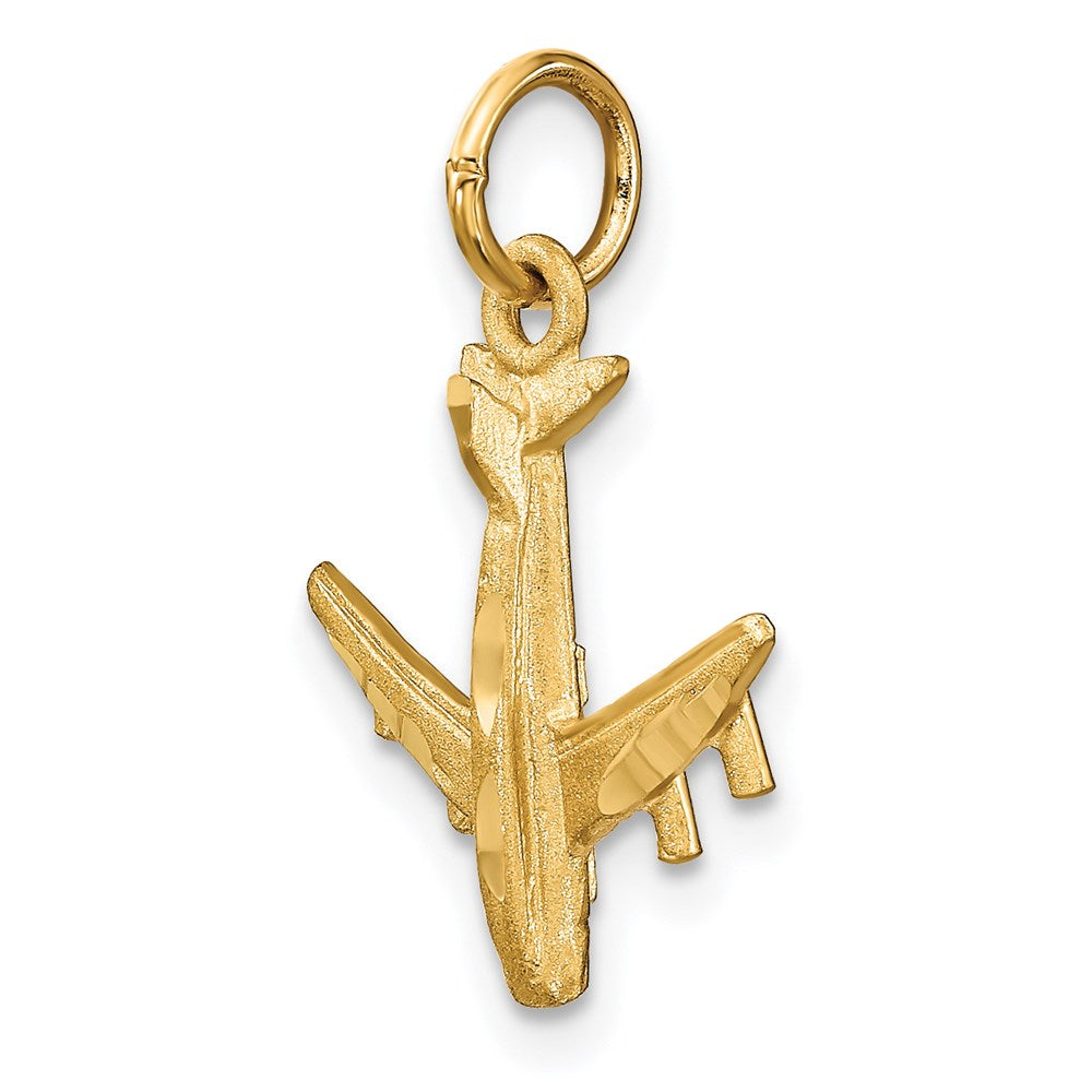 14k Yellow Gold 15.5 mm 3-D Airplane Charm (1 grams)