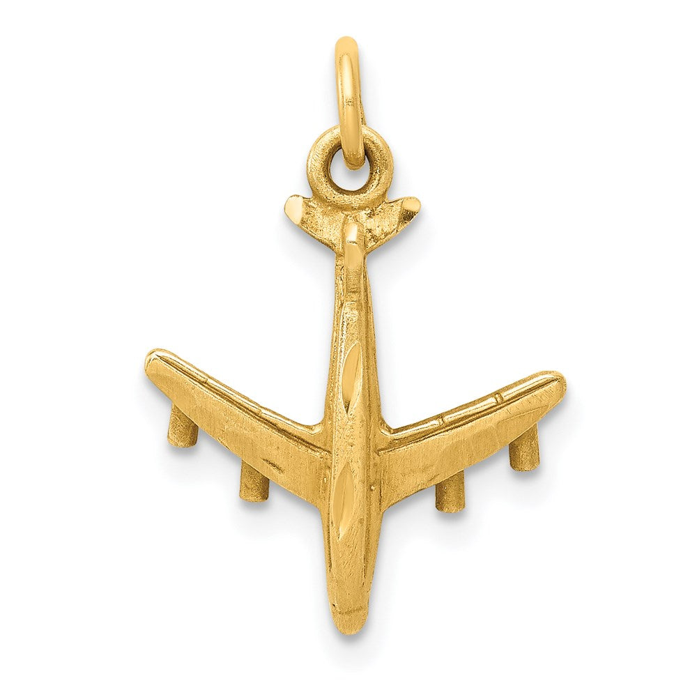 14k Yellow Gold 15.5 mm 3-D Airplane Charm (1 grams)