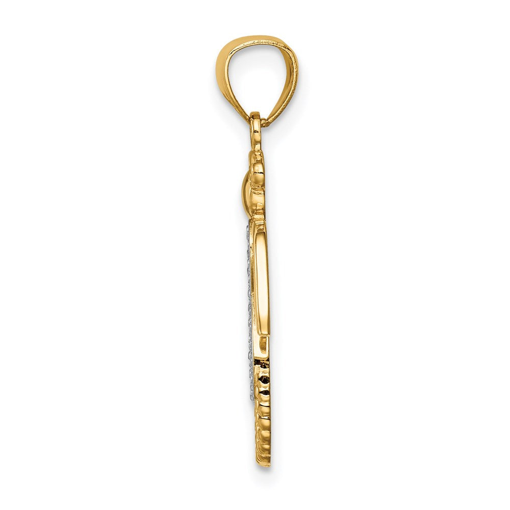 14K and White Rhodium Infinity Angel Pendant (0.86 grams)