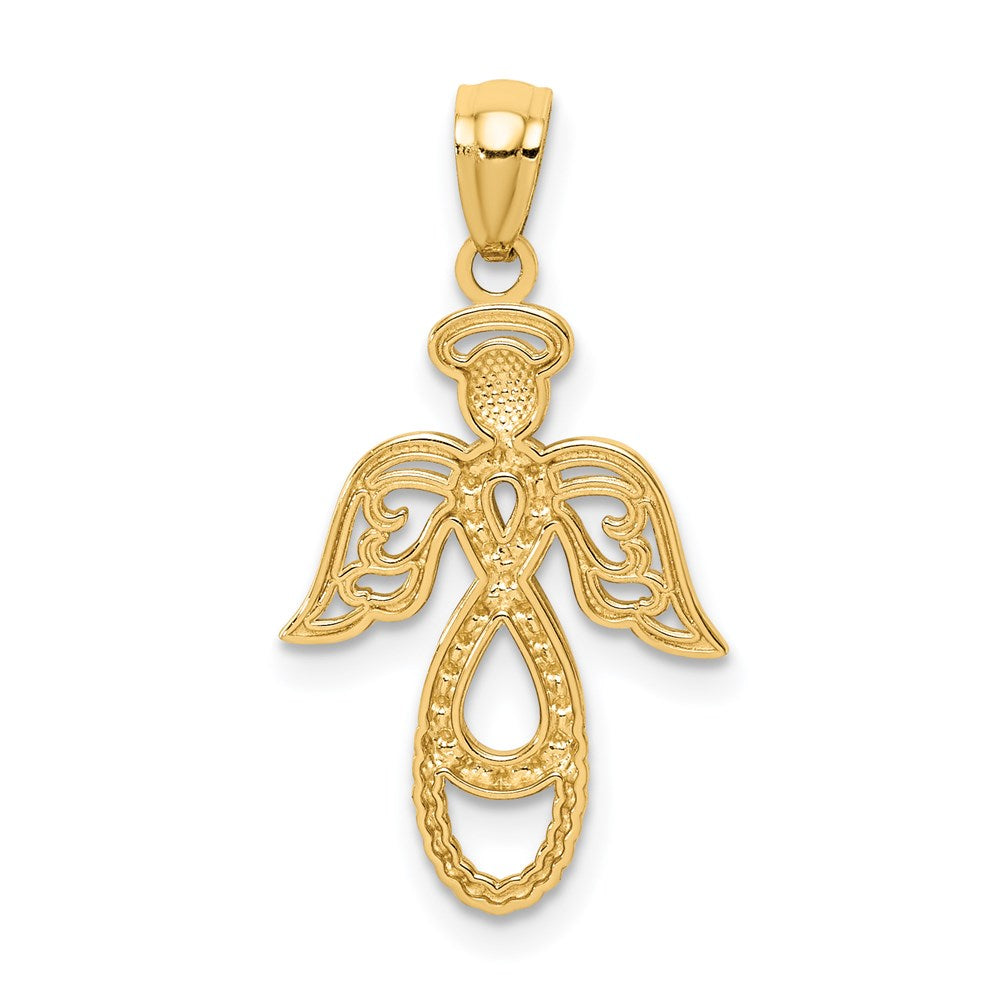 14K and White Rhodium Infinity Angel Pendant (0.86 grams)