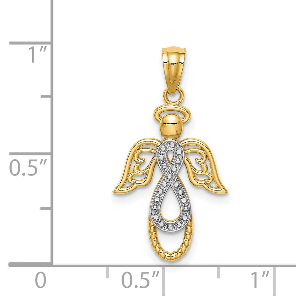 14K and White Rhodium Infinity Angel Pendant (0.86 grams)