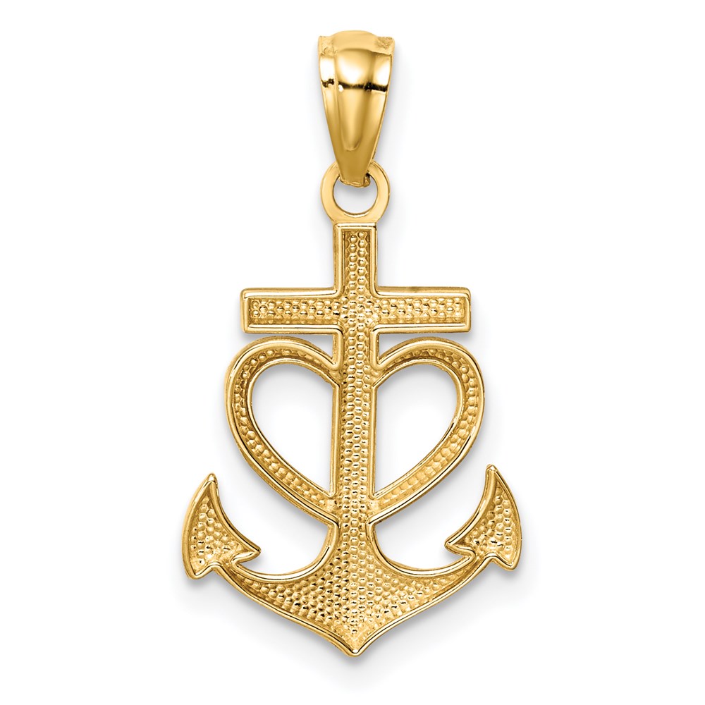 14K Anchor with Heart Pendant (0.71 grams)