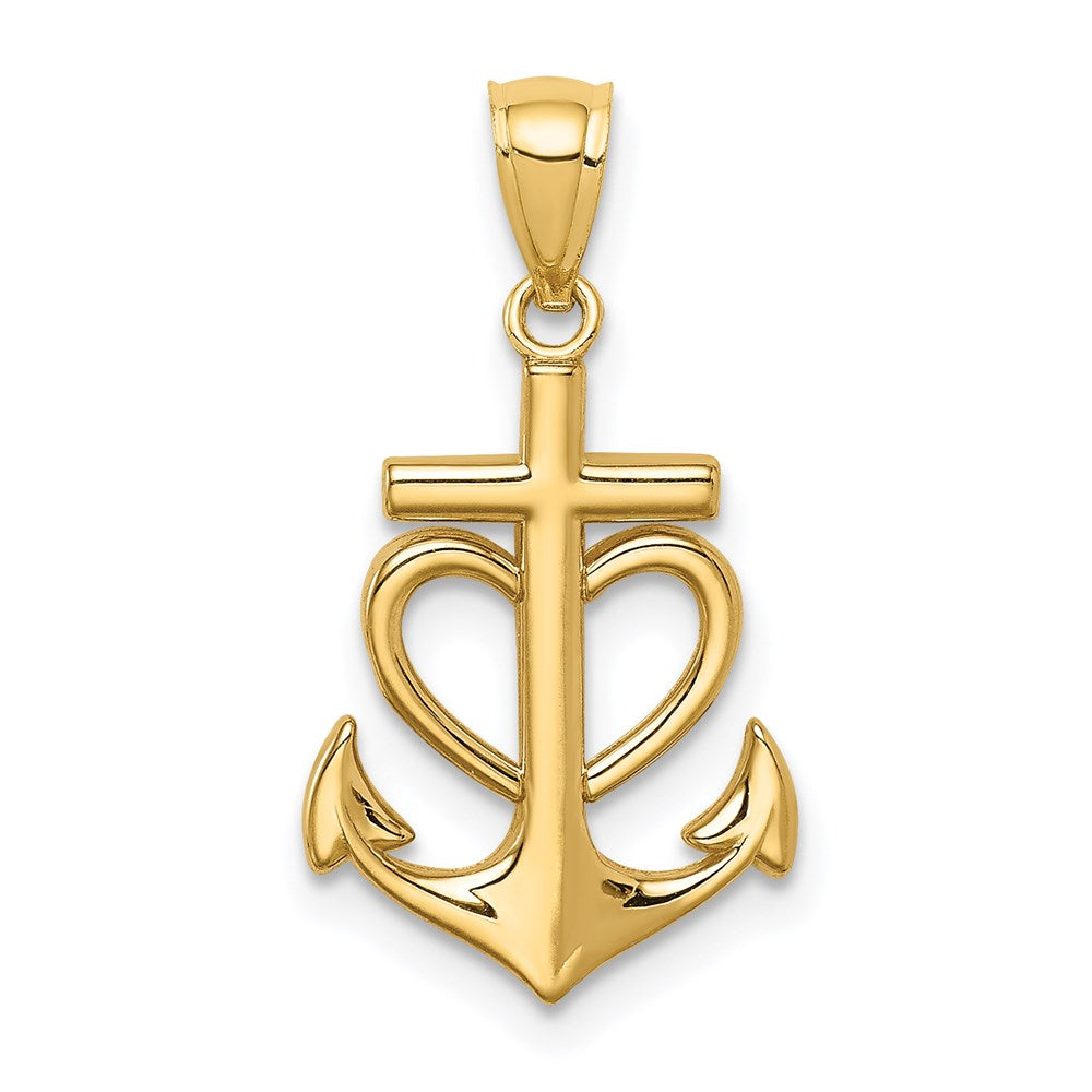 14K Anchor with Heart Pendant (0.71 grams)