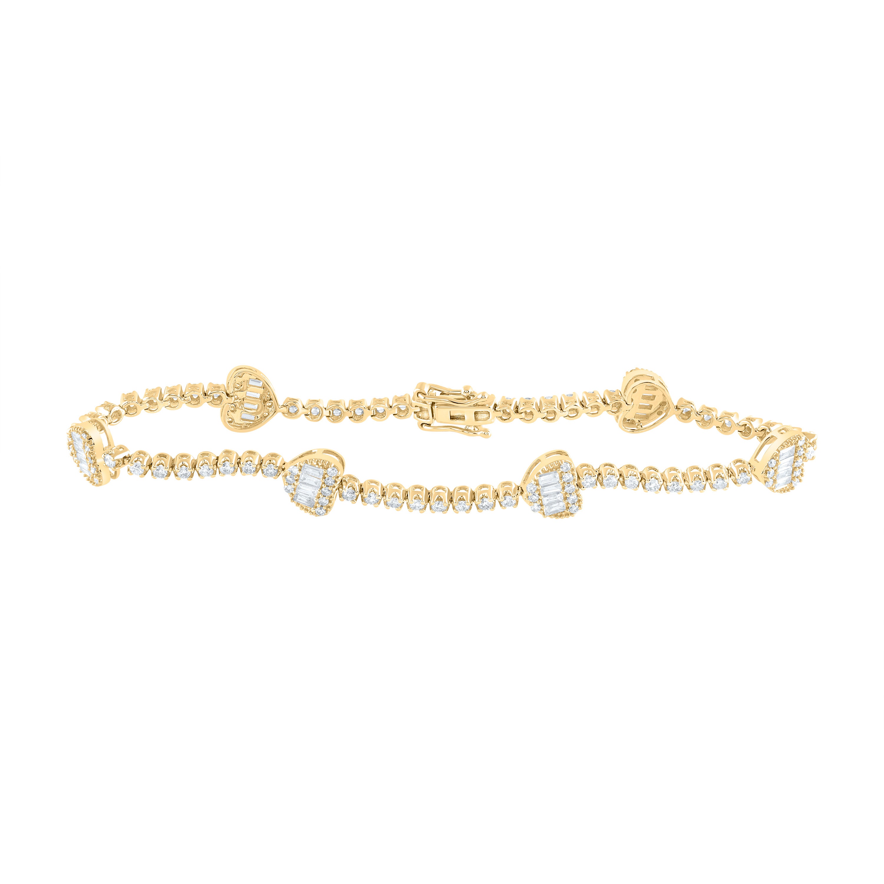 10Kt Gold 1 7/8Ctw-Dia Nk Fashion Heart Bracelet (7 Inch)