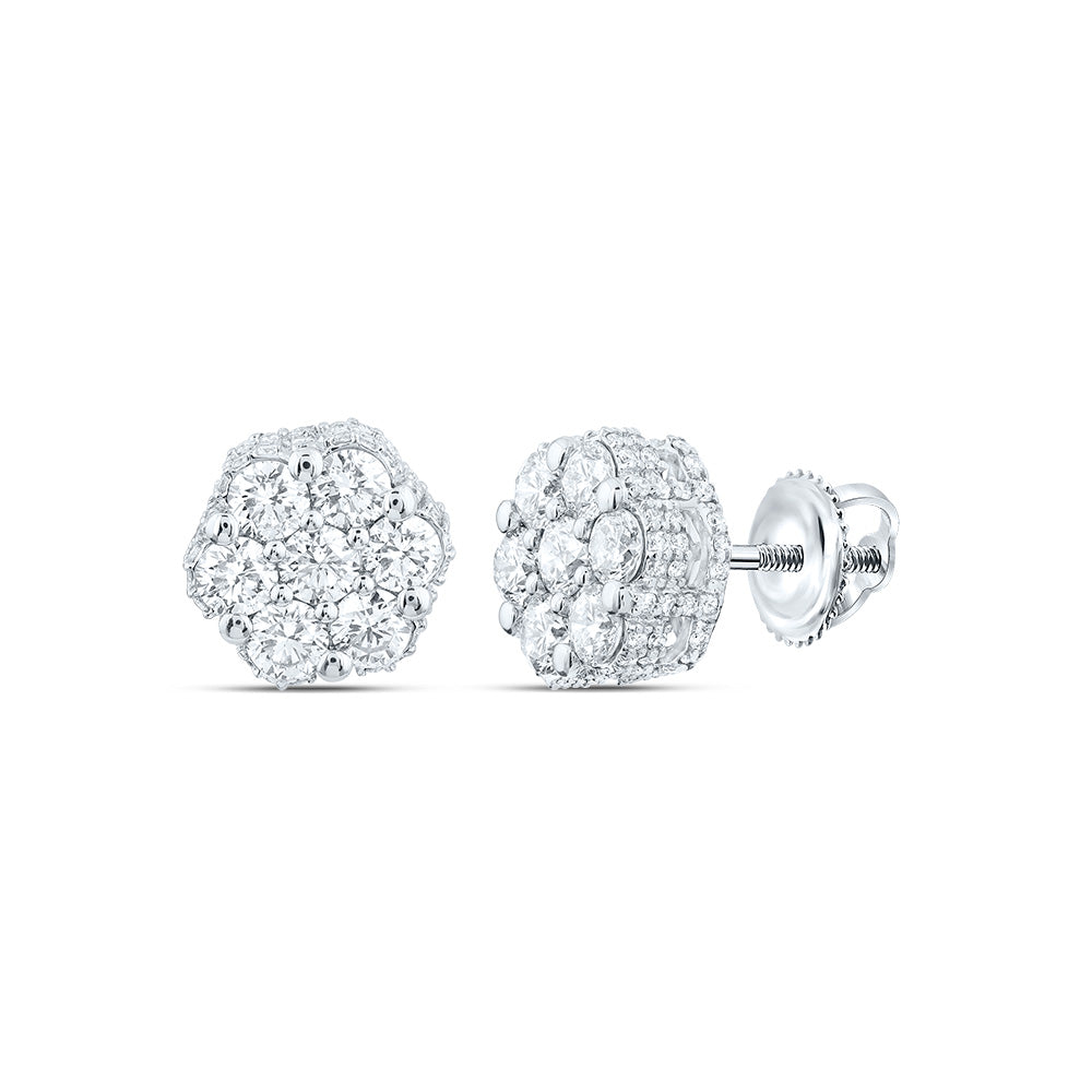 14Kt Gold 1 1/4Ctw-Dia Ana M Fashion Flower Stud  Earring