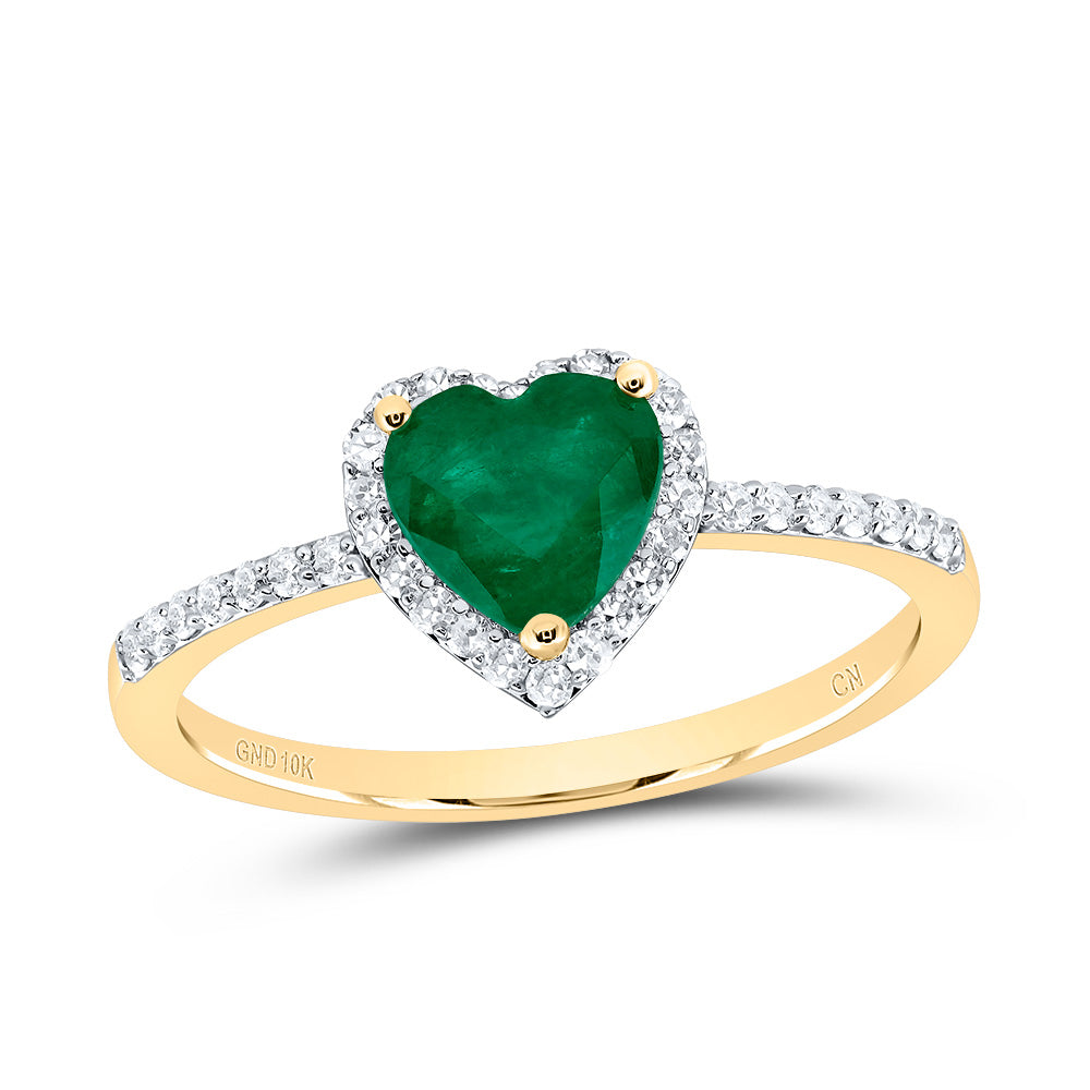 1/5Ctw-Nat Dia Cn 6X6Mm Hs-Em Nat Gem Heart Ring (1.53 grams)