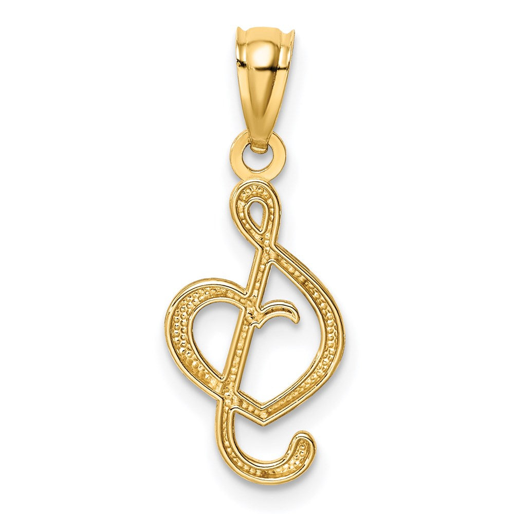 14K Treble Clef With Heart Pendant (0.53 grams)