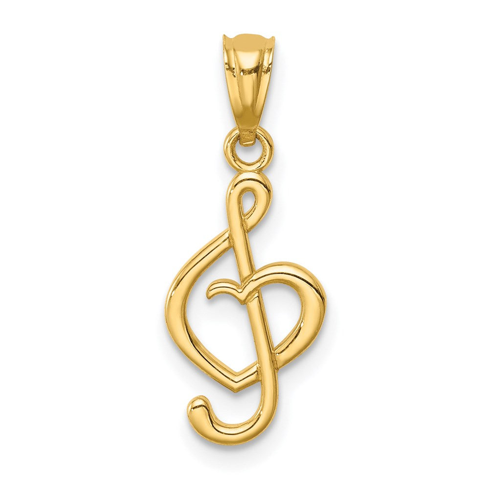 14K Treble Clef With Heart Pendant (0.53 grams)
